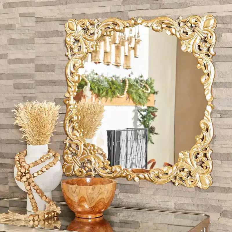 Miroir Mural Baroque Orné Floral Métal May