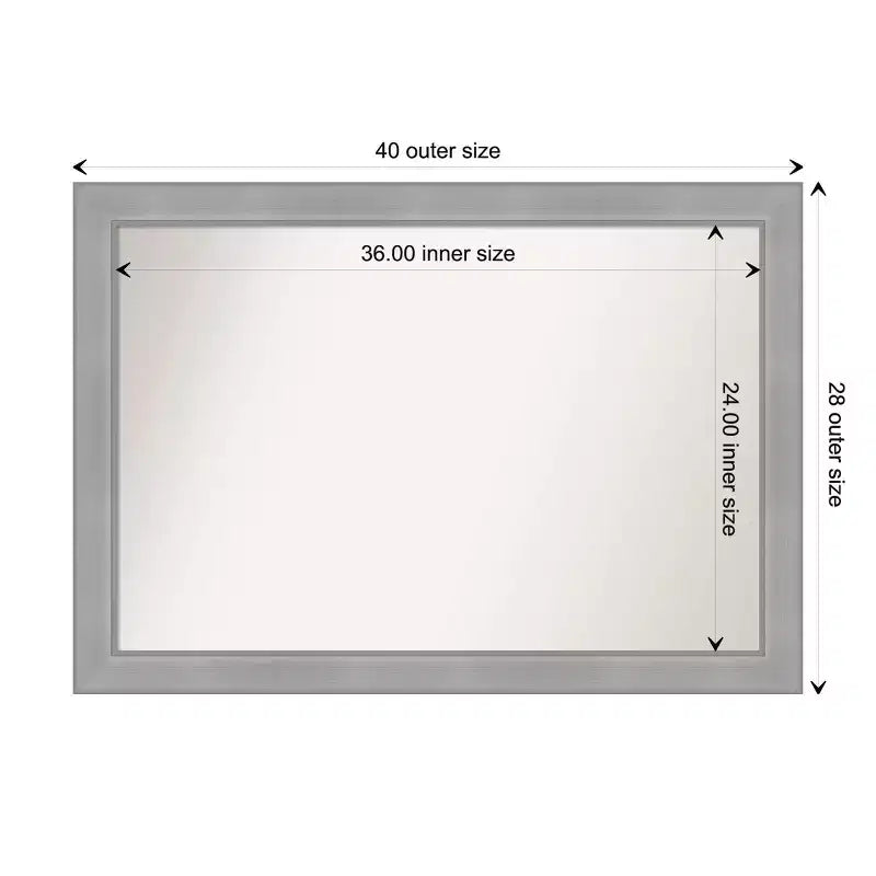 Miroir mural rectangulaire moderne biseauté en nickel brossé, cadre en polystyrène