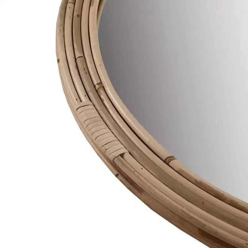 Miroir Mural Rond en Rotin Naturel : Tressé à la Main, Décor Nautique