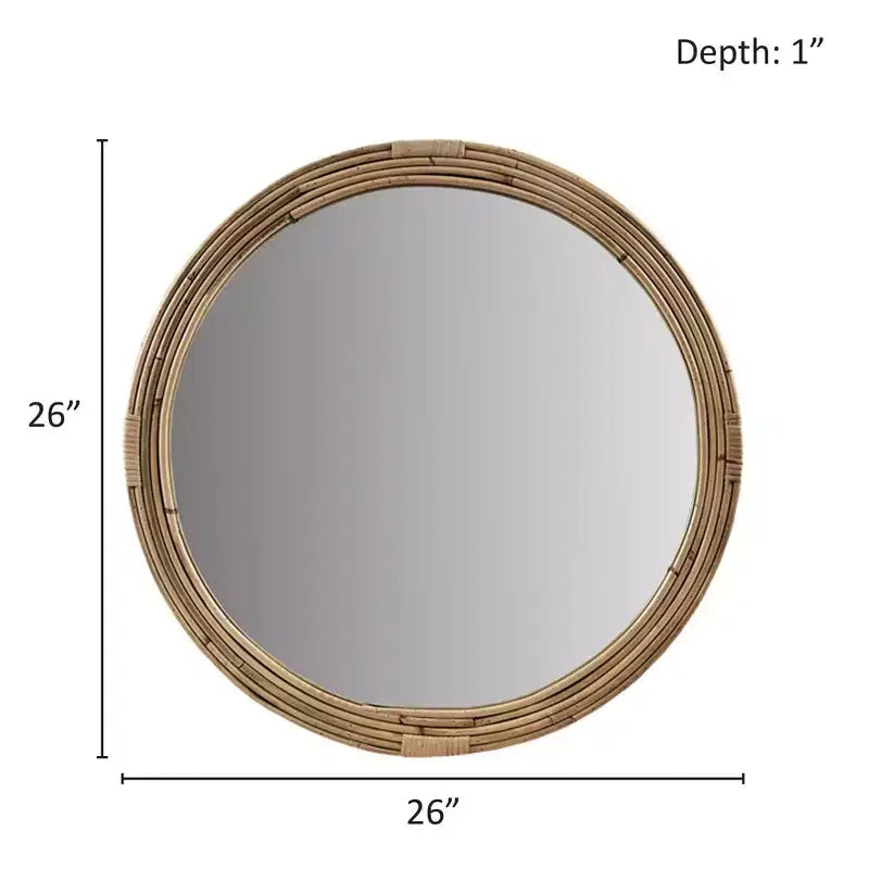 Miroir Mural Rond en Rotin Naturel : Tressé à la Main, Décor Nautique