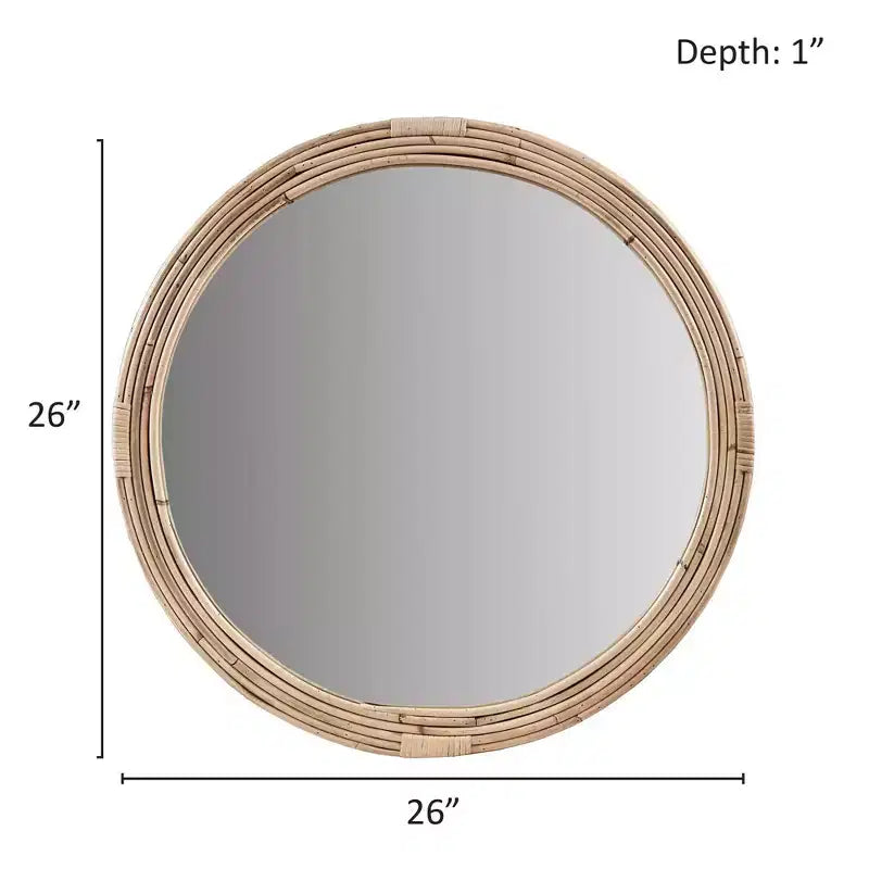 Miroir Mural Rond en Rotin Naturel : Tressé à la Main, Décor Nautique