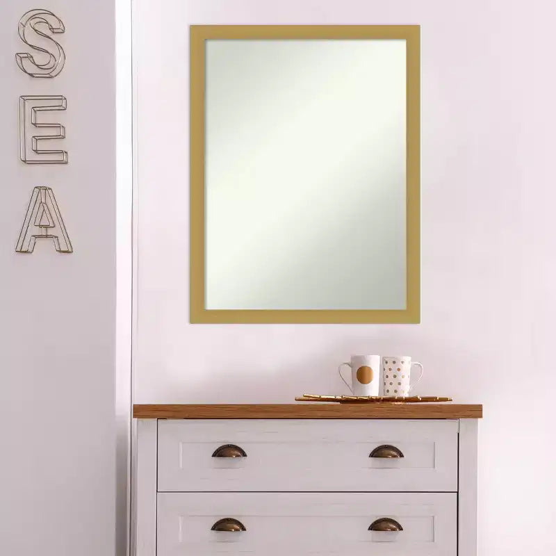 Miroir mural étroit rectangulaire moderne biseauté Grace, en laiton brossé