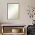 Miroir mural étroit rectangulaire moderne biseauté Grace, en laiton brossé