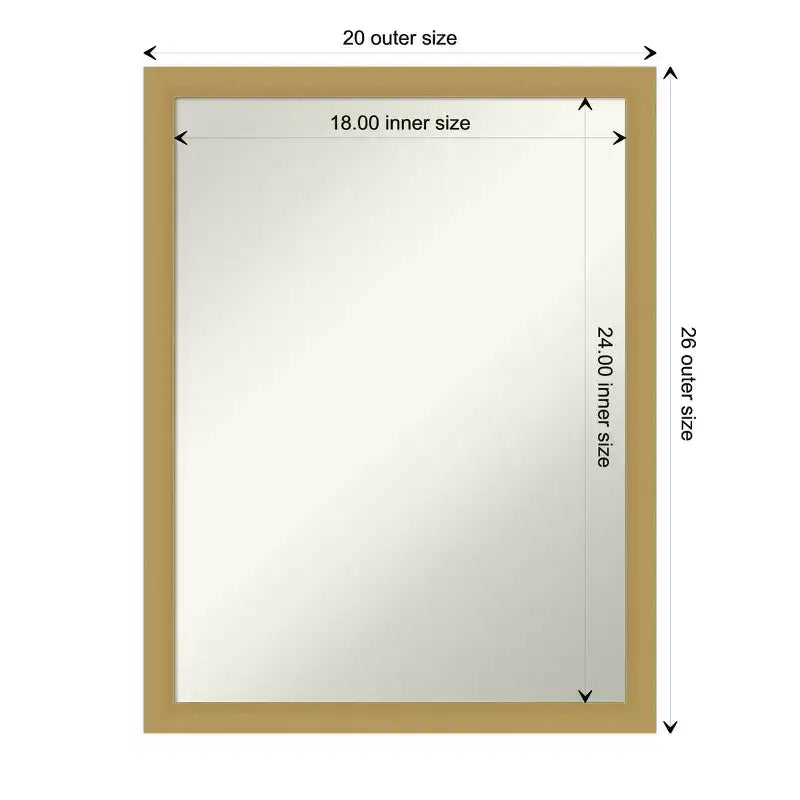 Miroir mural étroit rectangulaire moderne biseauté Grace, en laiton brossé