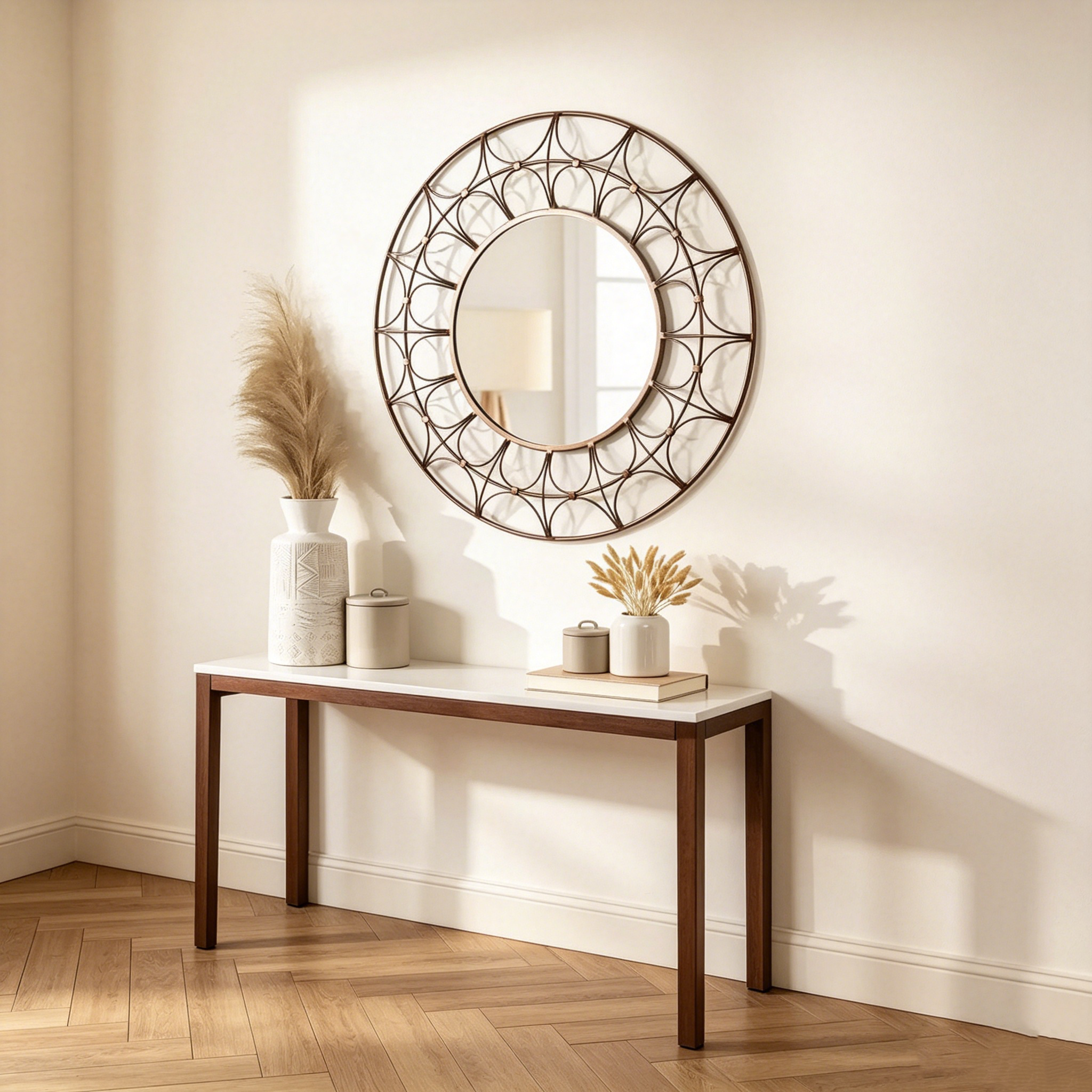 Miroir décoratif rond en métal