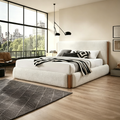 Lit Boucle Blanc Noyer Rembourrage Lin