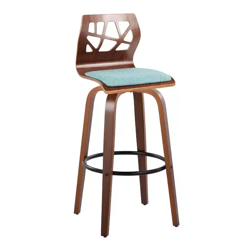 Tabourets de bar en noyer, pivotants, rembourrés, style Mid-Century Modern