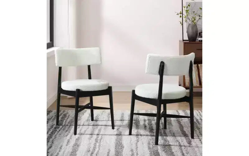 Chaises de salle à manger modernes rembourrées en mélange lin et hévéa