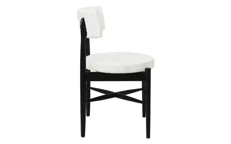 Chaises de salle à manger modernes rembourrées en mélange lin et hévéa