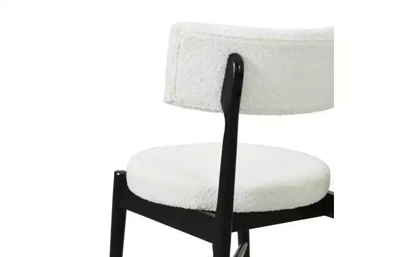 Chaises de salle à manger modernes rembourrées en mélange lin et hévéa