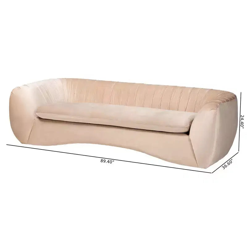 Canapé en Tissu Velours Beige Champagne