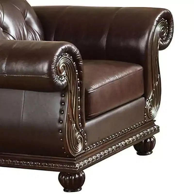 Fauteuil d'appoint en cuir grainé expresso/cerise