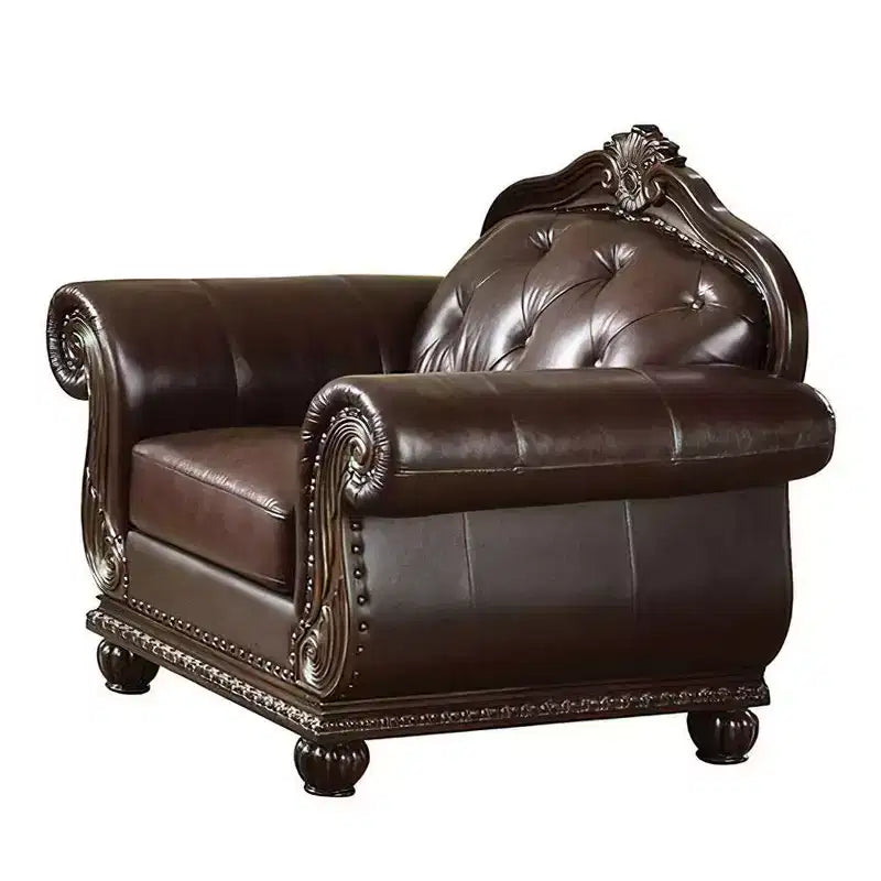 Fauteuil d'appoint en cuir grainé expresso/cerise