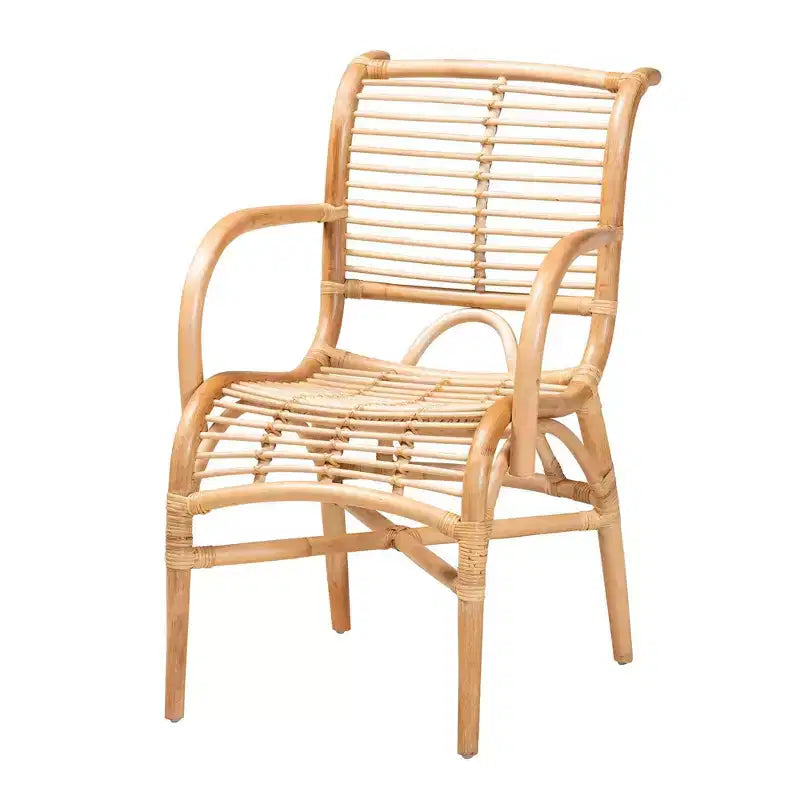 Fauteuil de salon en rotin naturel marron naturel : Accent en osier d'intérieur