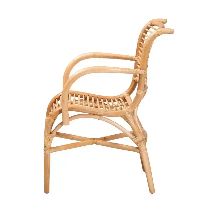 Fauteuil de salon en rotin naturel marron naturel : Accent en osier d'intérieur