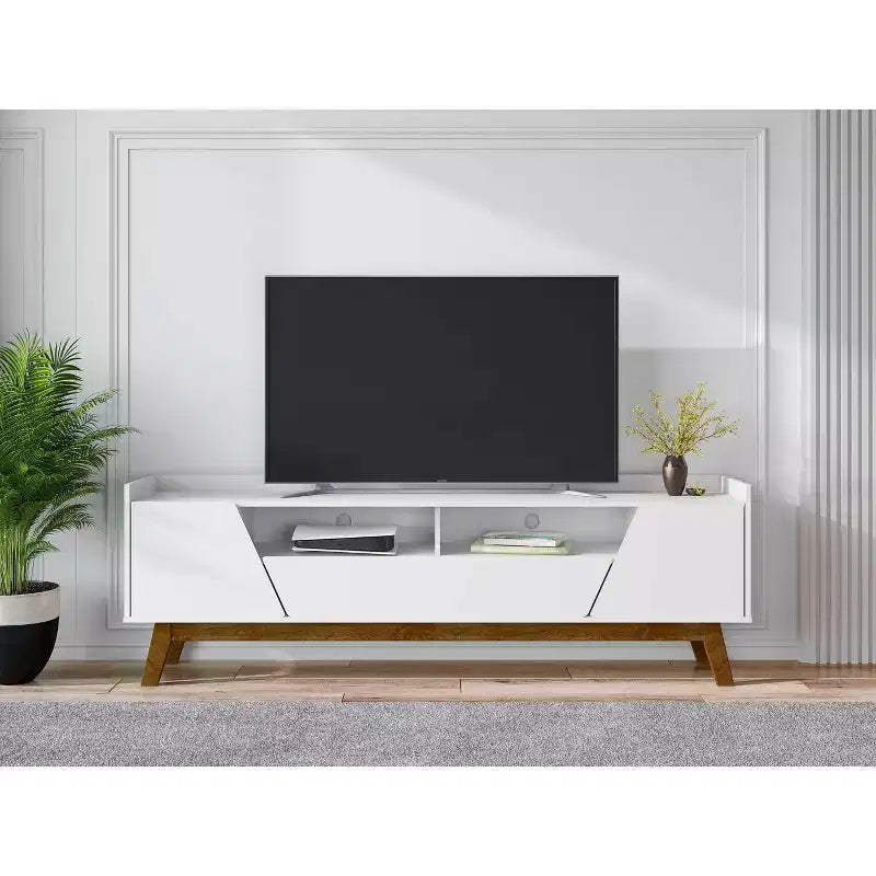 Meuble TV moderne du milieu du siècle à 4 étagères, meuble de divertissement, console multimédia