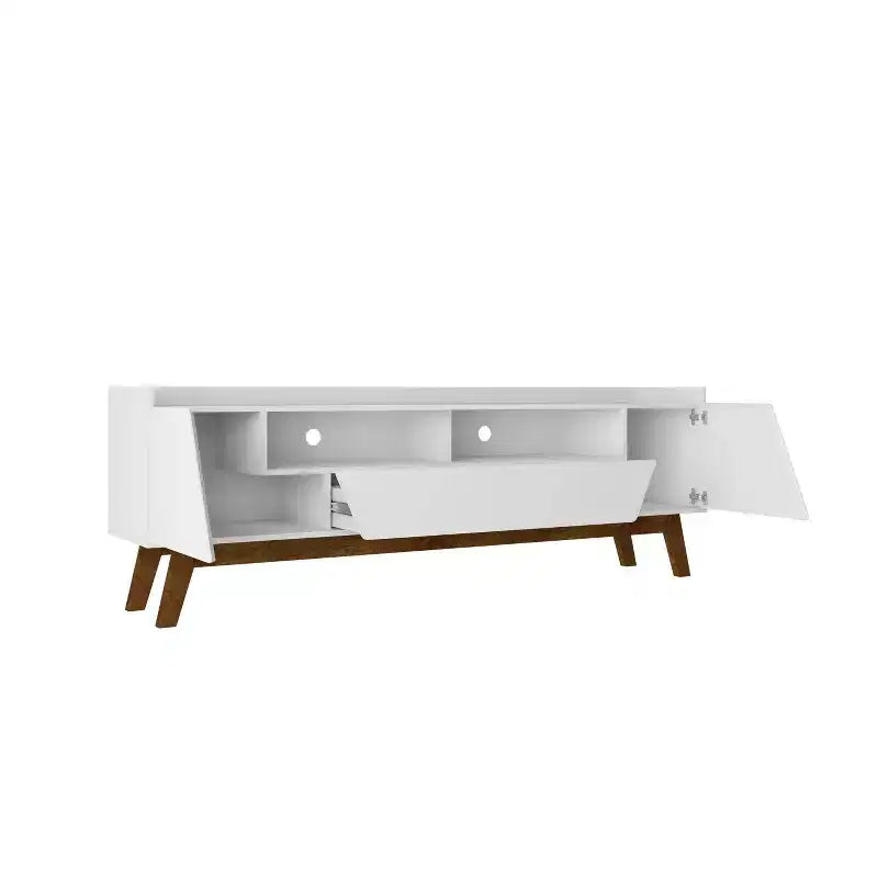Meuble TV moderne du milieu du siècle à 4 étagères, meuble de divertissement, console multimédia