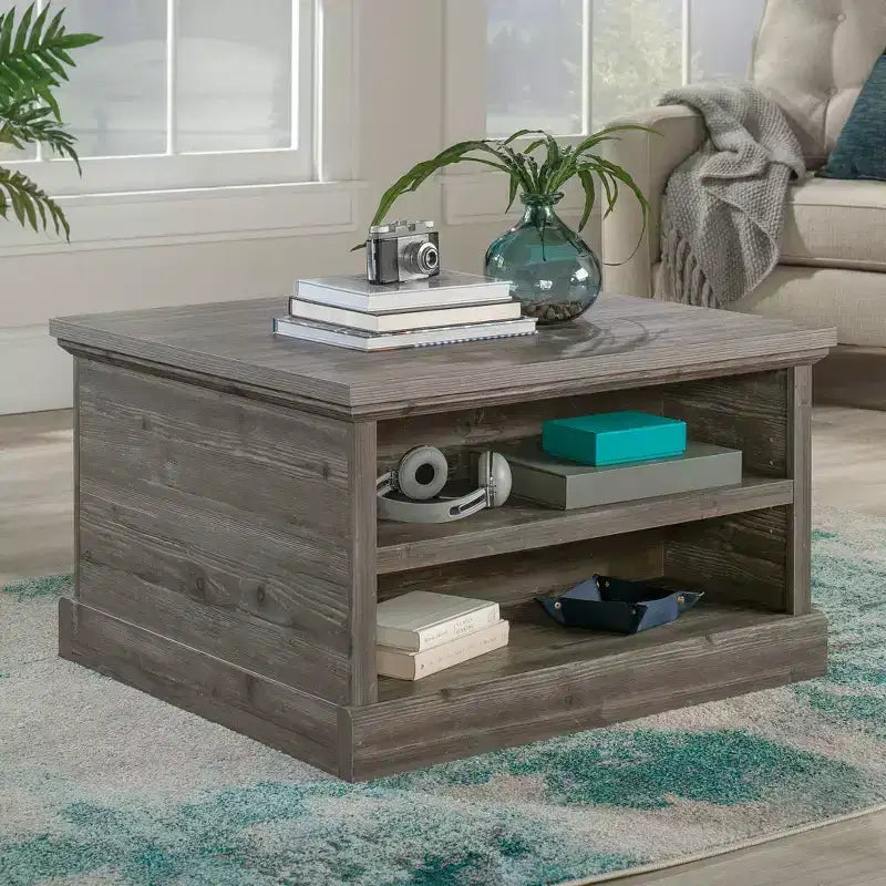 Table basse carrée style ferme Pin galet