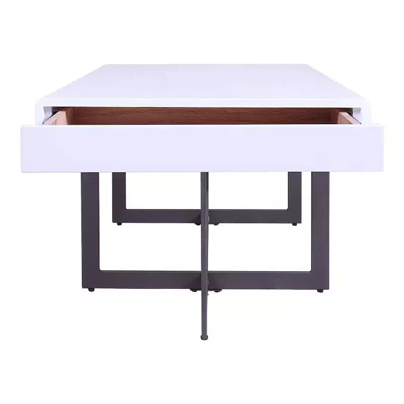 Table basse rectangulaire avec tiroirs Blanche