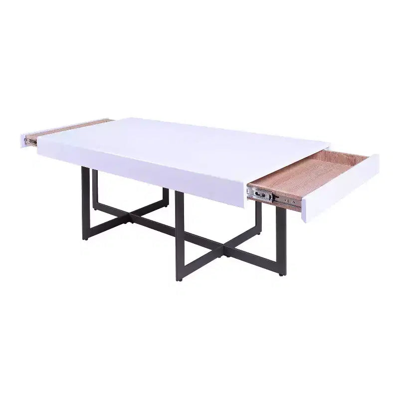 Table basse rectangulaire avec tiroirs Blanche