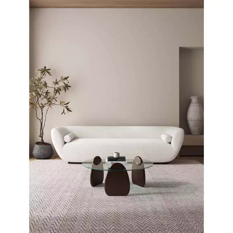 Table basse avec plateau en verre trempé Noyer foncé