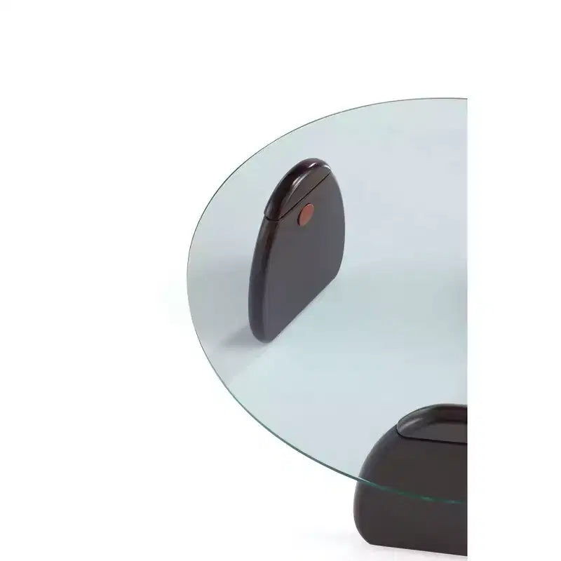 Table basse avec plateau en verre trempé Noyer foncé