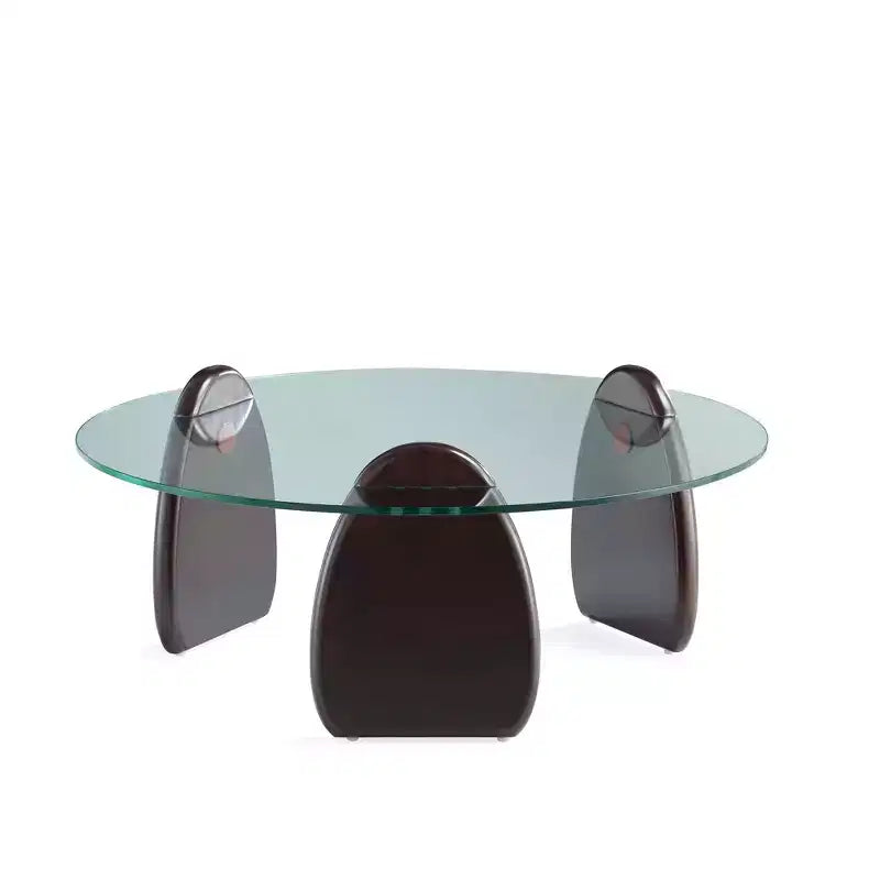 Table basse avec plateau en verre trempé Noyer foncé