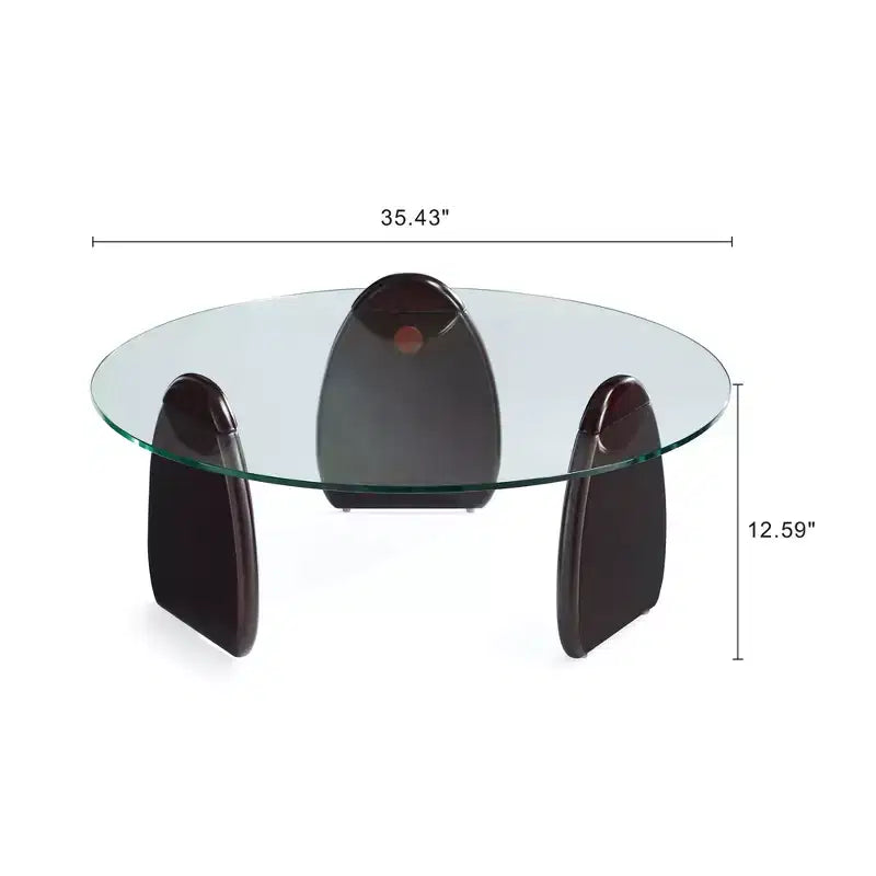 Table basse avec plateau en verre trempé Noyer foncé