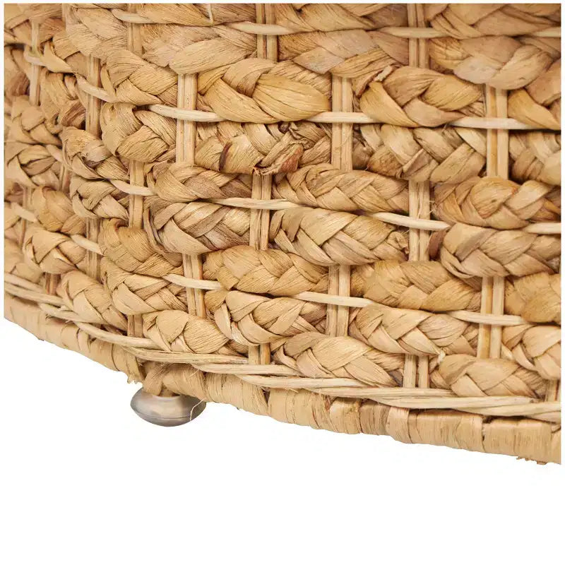 Table basse conique en rotin tressé fait main avec plateau en verre
