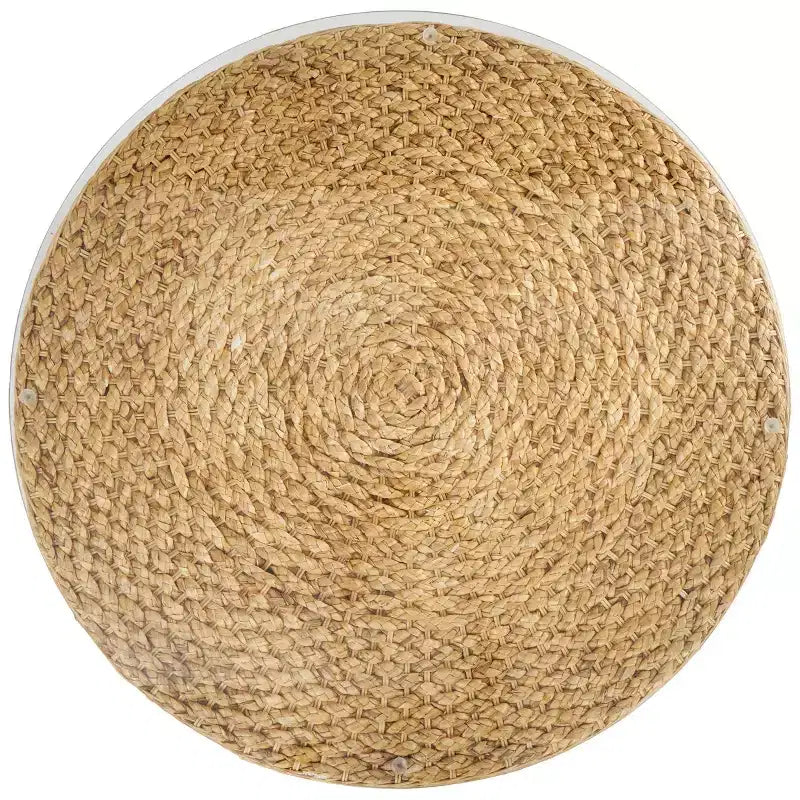 Table basse conique en rotin tressé fait main avec plateau en verre