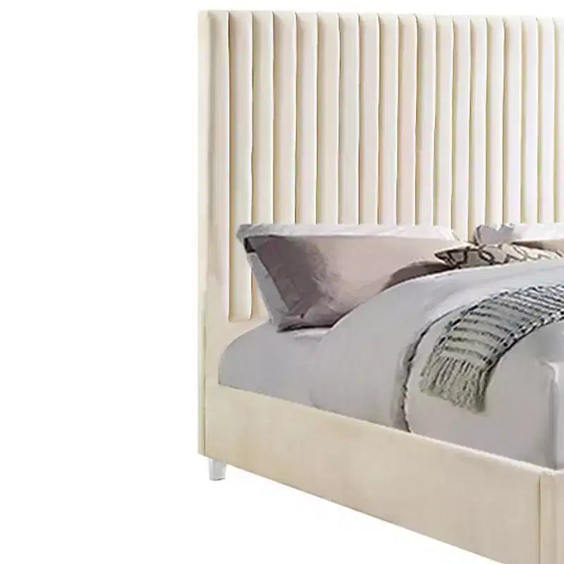 Tête de lit tapissée de luxe en velours beige