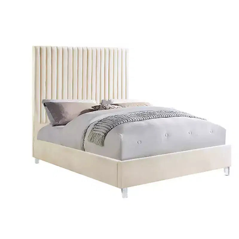 Tête de lit tapissée de luxe en velours beige