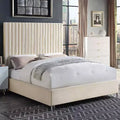 Tête de lit tapissée de luxe en velours beige