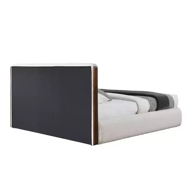 Lit Boucle Blanc Noyer Rembourrage Lin