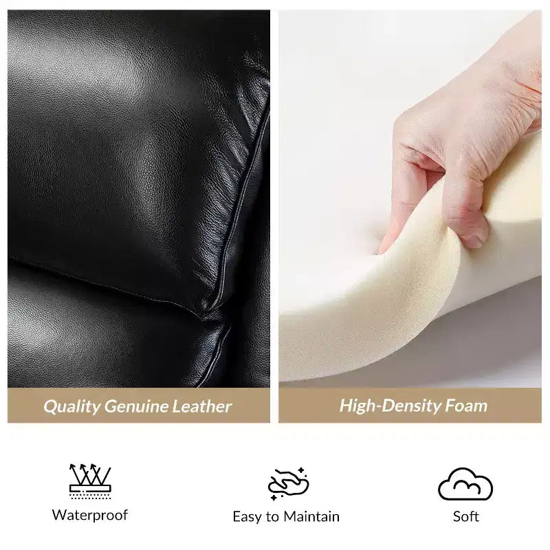 Fauteuil inclinable moderne en cuir véritable à dossier haut avec garniture cloutée vintage
