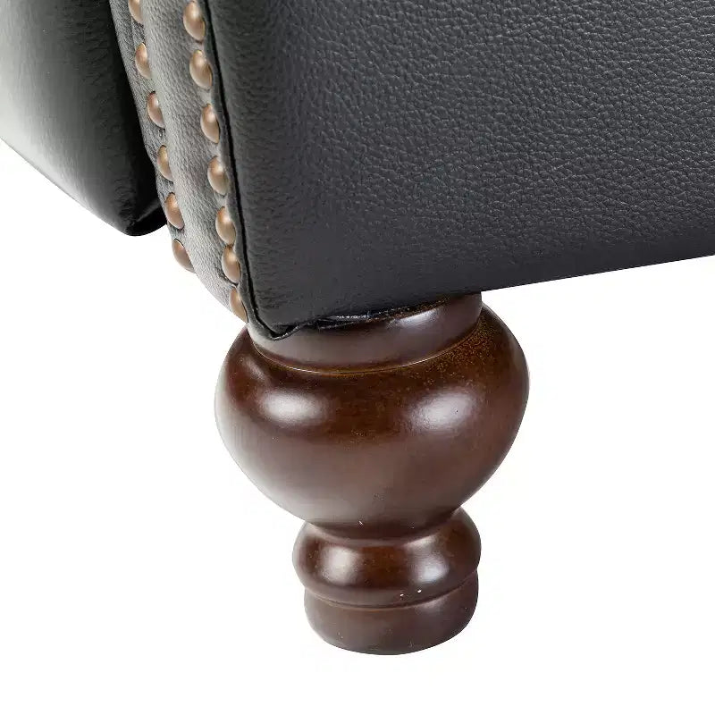Fauteuil inclinable moderne en cuir véritable à dossier haut avec garniture cloutée vintage