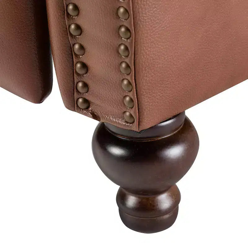Fauteuil inclinable moderne en cuir véritable à dossier haut avec garniture cloutée vintage