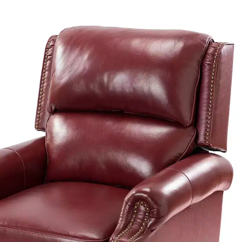 Fauteuil inclinable moderne en cuir véritable à dossier haut avec garniture cloutée vintage