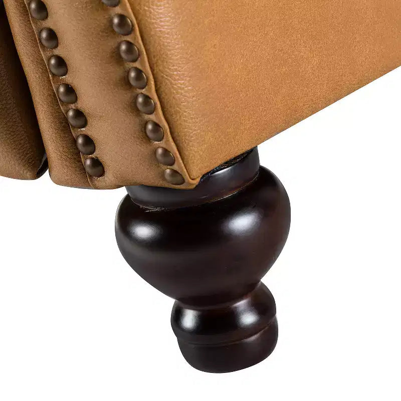 Fauteuil inclinable moderne en cuir véritable à dossier haut avec garniture cloutée vintage