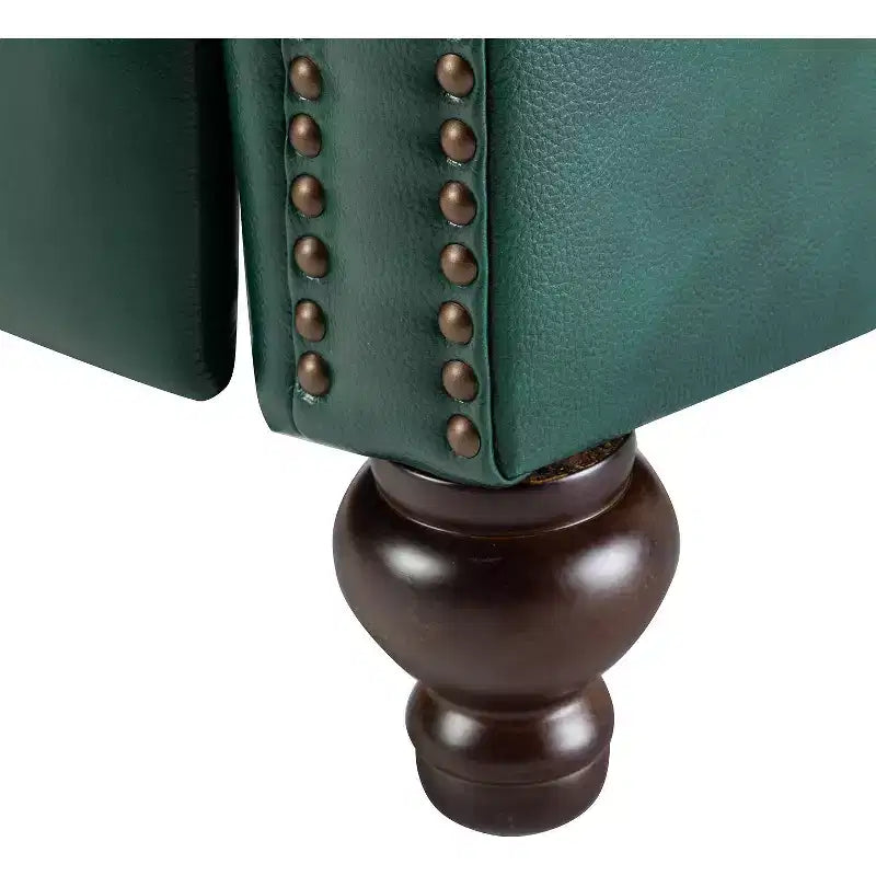Fauteuil inclinable moderne en cuir véritable à dossier haut avec garniture cloutée vintage