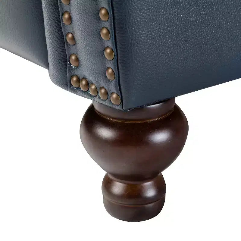 Fauteuil inclinable moderne en cuir véritable à dossier haut avec garniture cloutée vintage