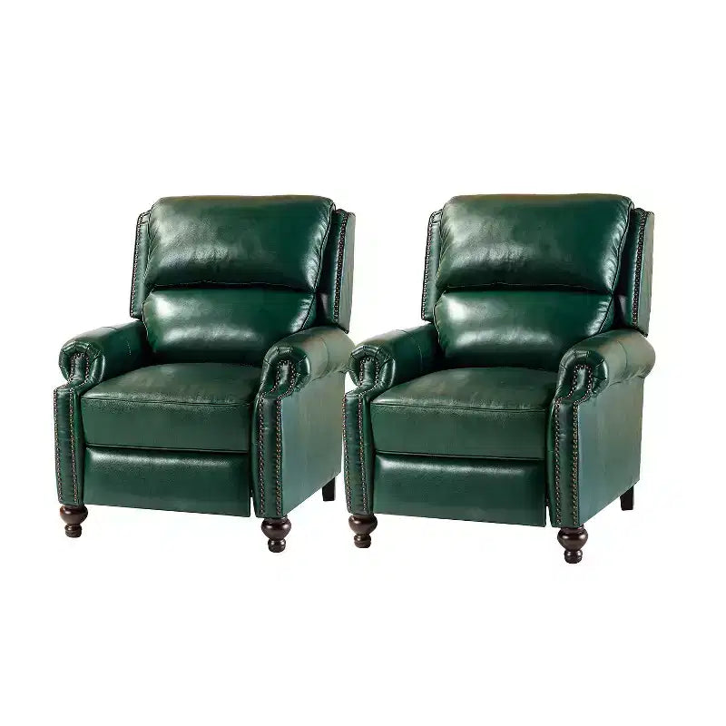 Fauteuil inclinable moderne en cuir véritable à dossier haut avec garniture cloutée vintage