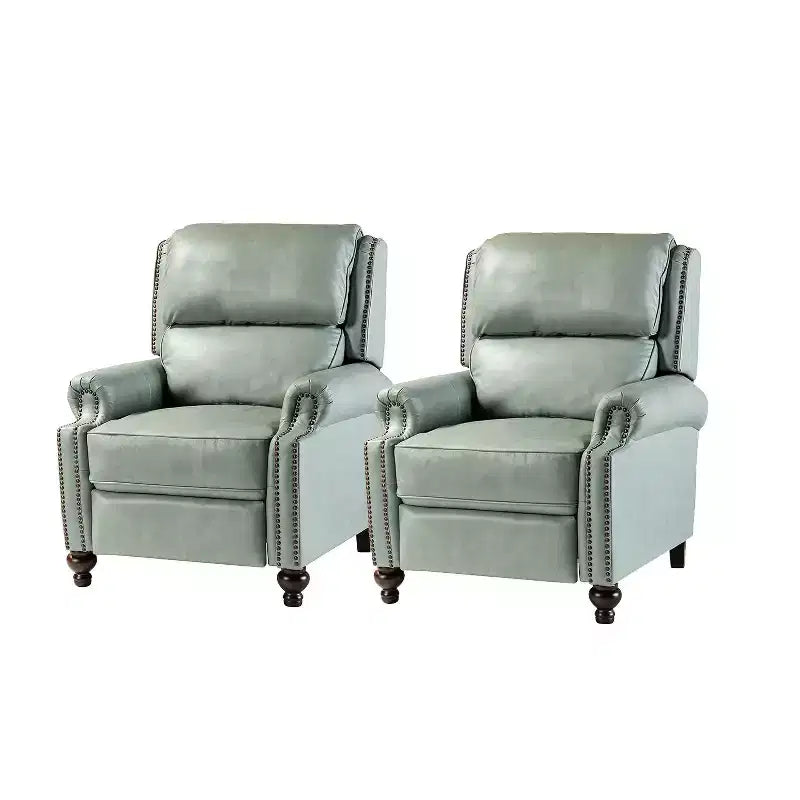 Fauteuil inclinable moderne en cuir véritable à dossier haut avec garniture cloutée vintage