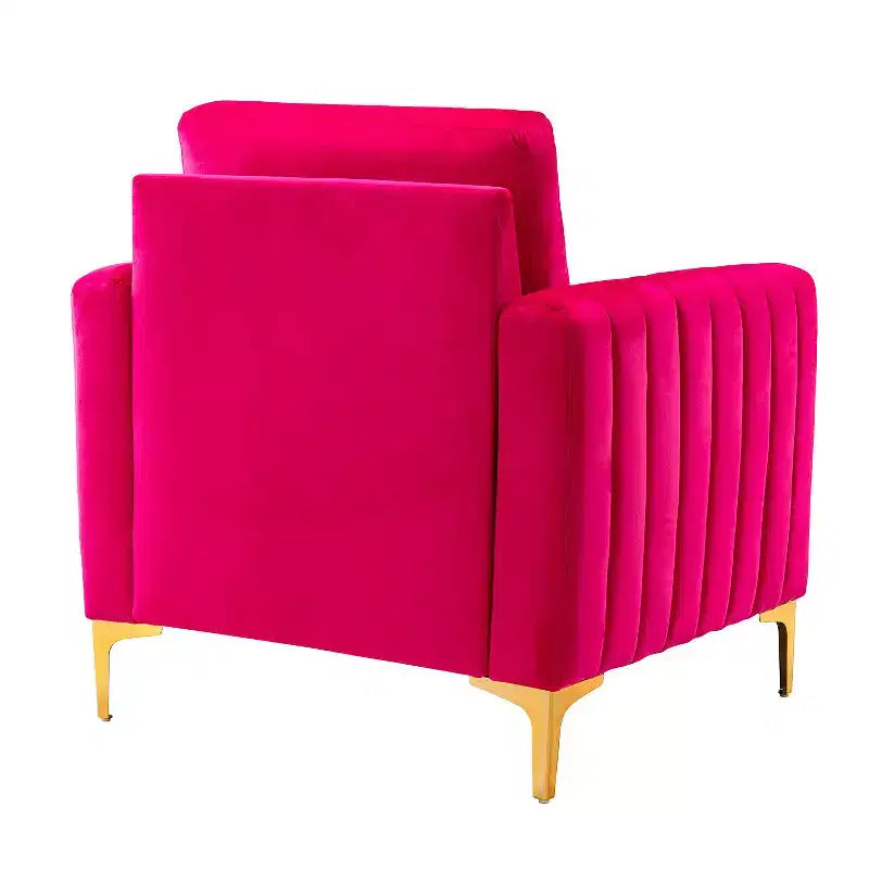 Fauteuil club contemporain en bois capitonné avec pieds en métal