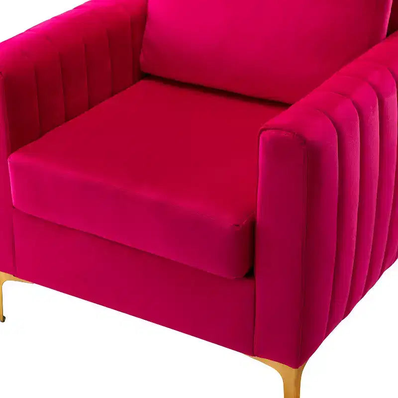 Fauteuil club contemporain en bois capitonné avec pieds en métal