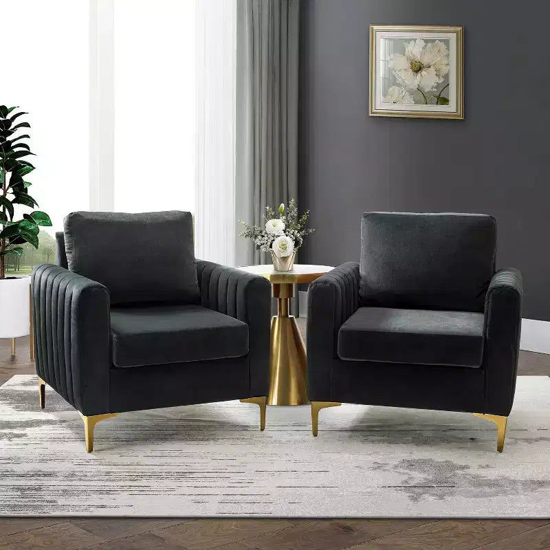 Fauteuil club contemporain en bois capitonné avec pieds en métal