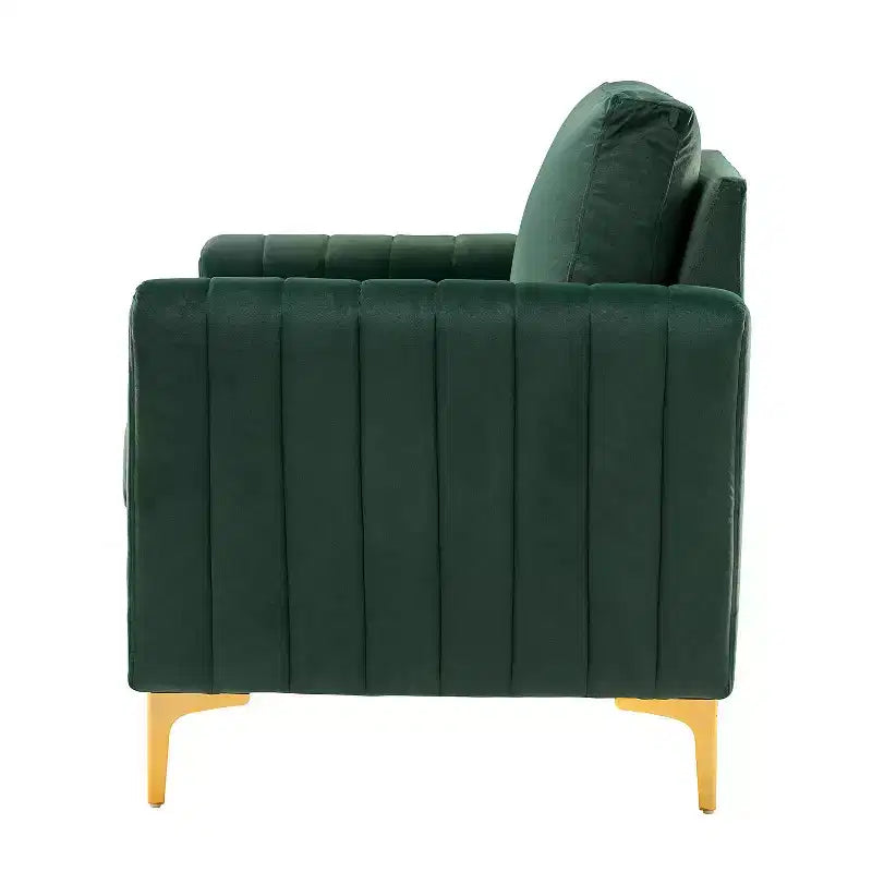 Fauteuil club contemporain en bois capitonné avec pieds en métal