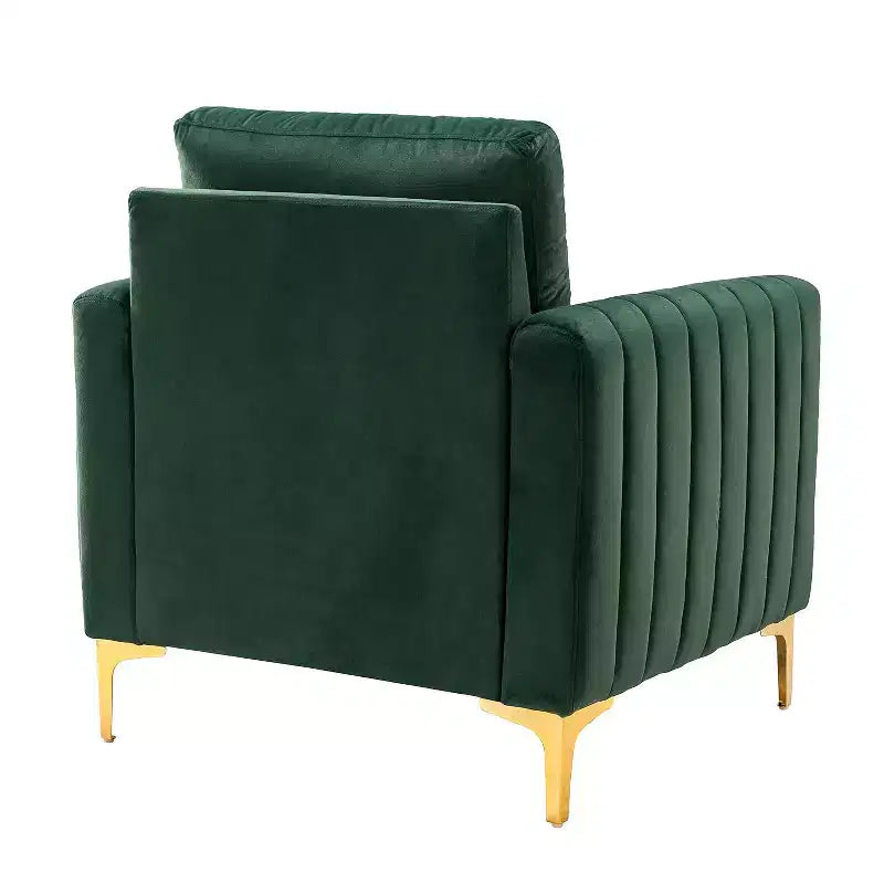 Fauteuil club contemporain en bois capitonné avec pieds en métal