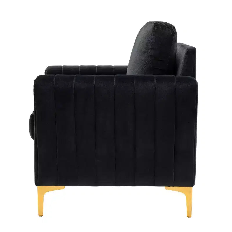 Fauteuil club contemporain en bois capitonné avec pieds en métal