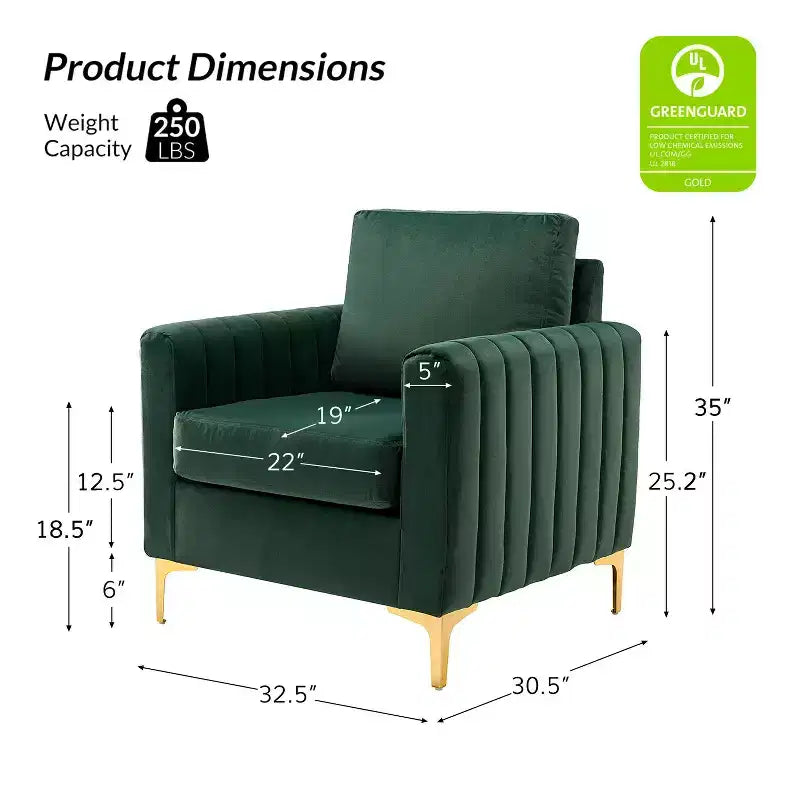 Fauteuil club contemporain en bois capitonné avec pieds en métal